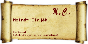 Molnár Cirjék névjegykártya